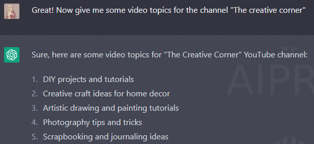 youtube video topics with chatgpt